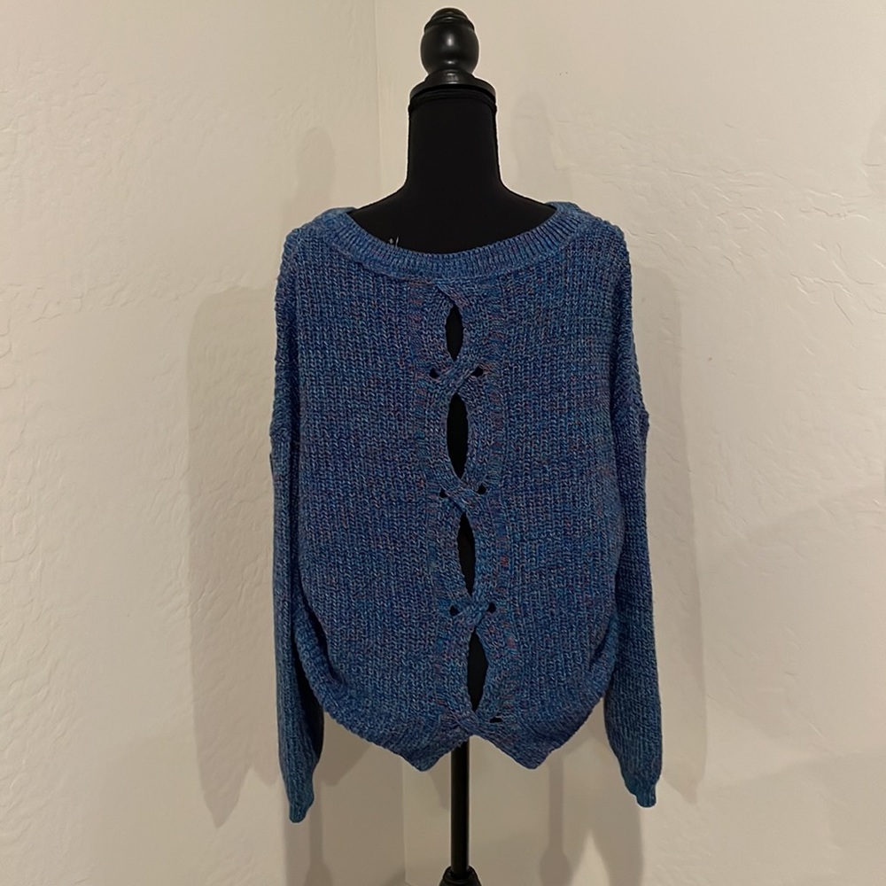 Blue cutout back sweater in excellent condition